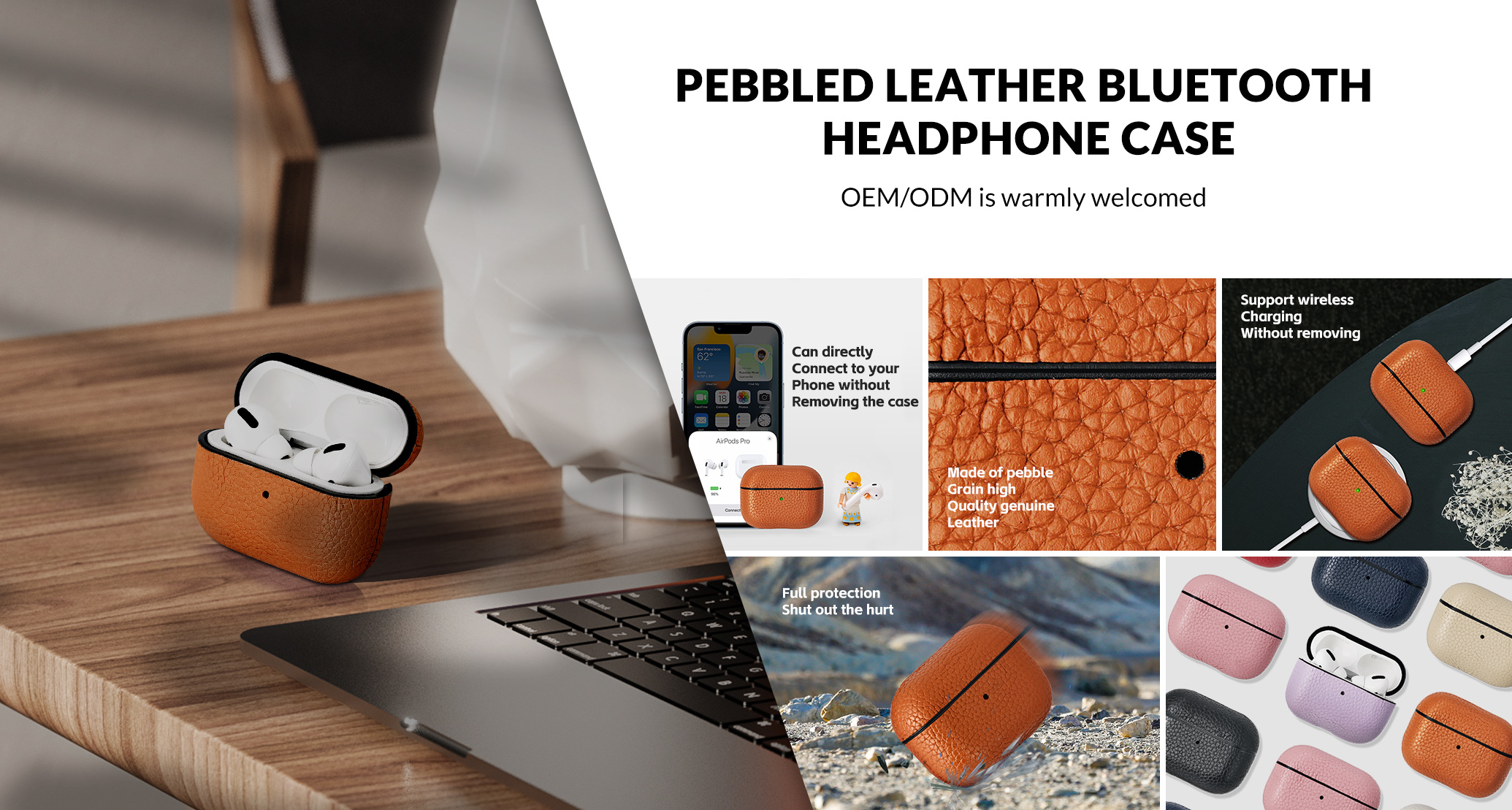 Wholesale shockproof leather case for airpod pro cases luxury