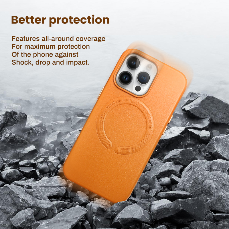 High quality vegan leather magnetic phone case for iphone 14 pro max phone case