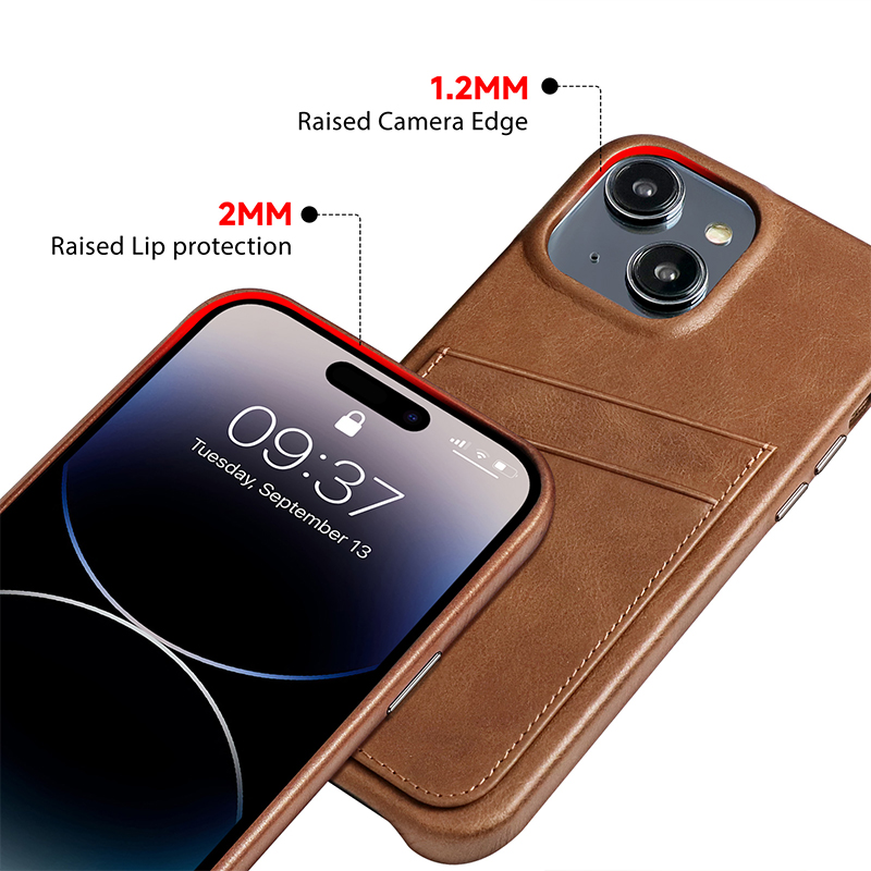 Manufacturer genuine leather mobile case for iphone 12 13 14 pro max case with card holder