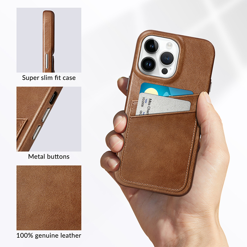 Manufacturer genuine leather mobile case for iphone 12 13 14 pro max case with card holder