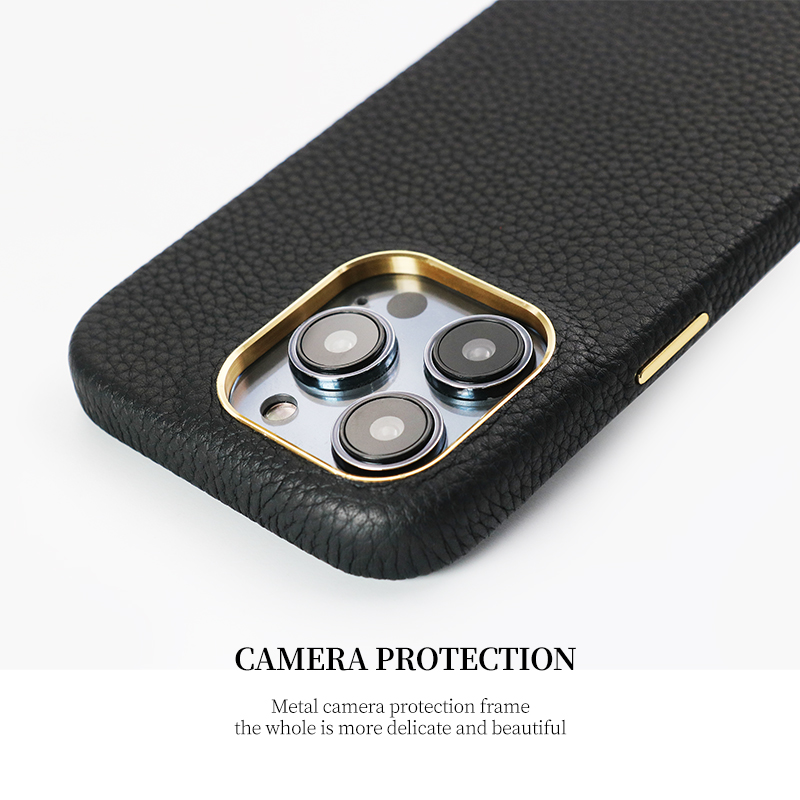 Design pu pebble leather phone case for magsafe i phone 13 14 pro max case