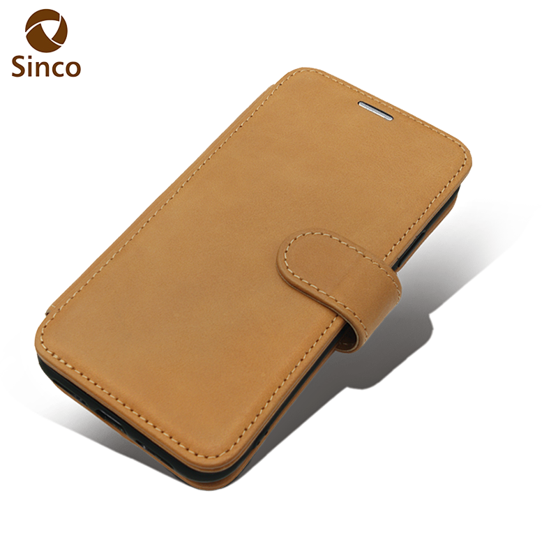 Fashion brown wallet phone pu leather back case for iphone 14 pro max cover