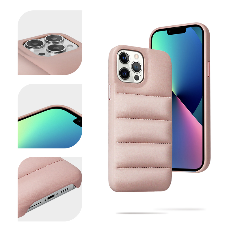 Sinco Custom multi-color pu vegan leather puffer phone case 13 14 pro max