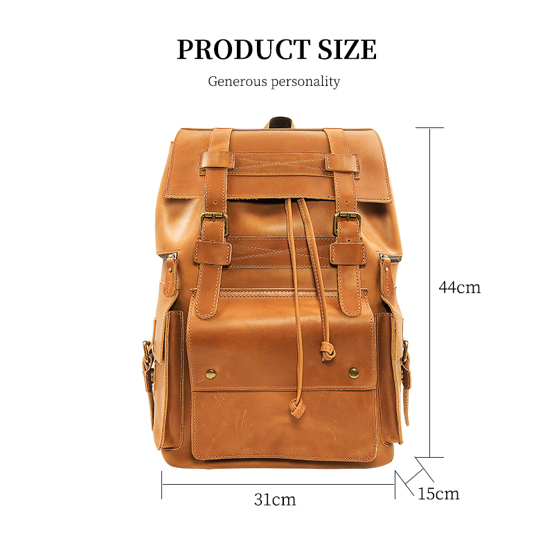 Sinco factory casual backpack soft leather large capacity for men