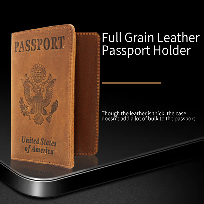 Sinco crazy horse leather passport cover luxury designer