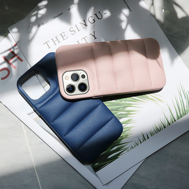 Sinco Custom Multi-color PU Vegan Leather Puffer Phone Case 13 14 Pro Max