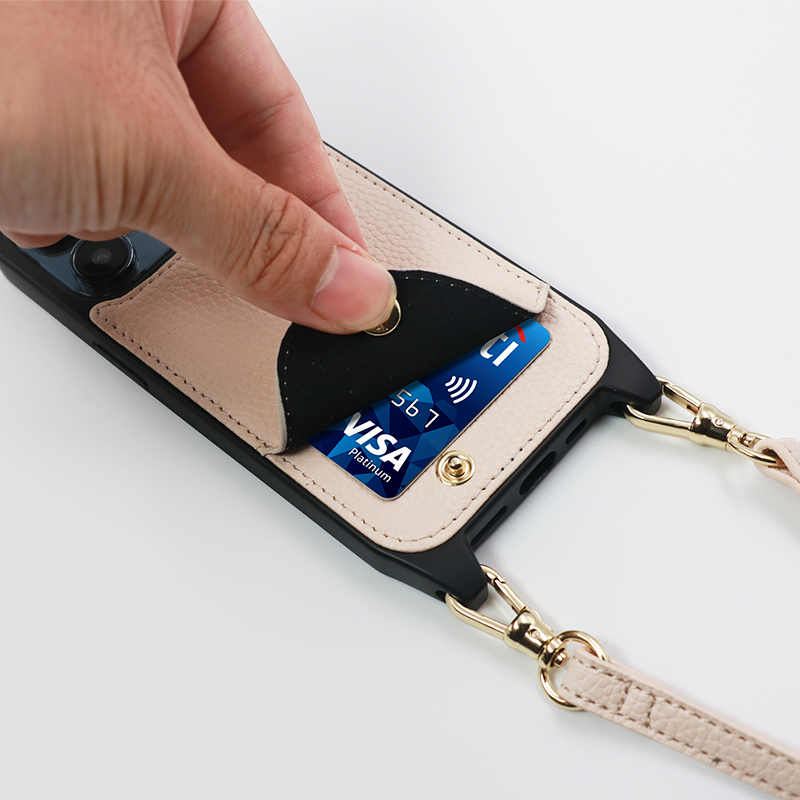 Sinco new design vegan leather iphone case crossbody for iPhone 15