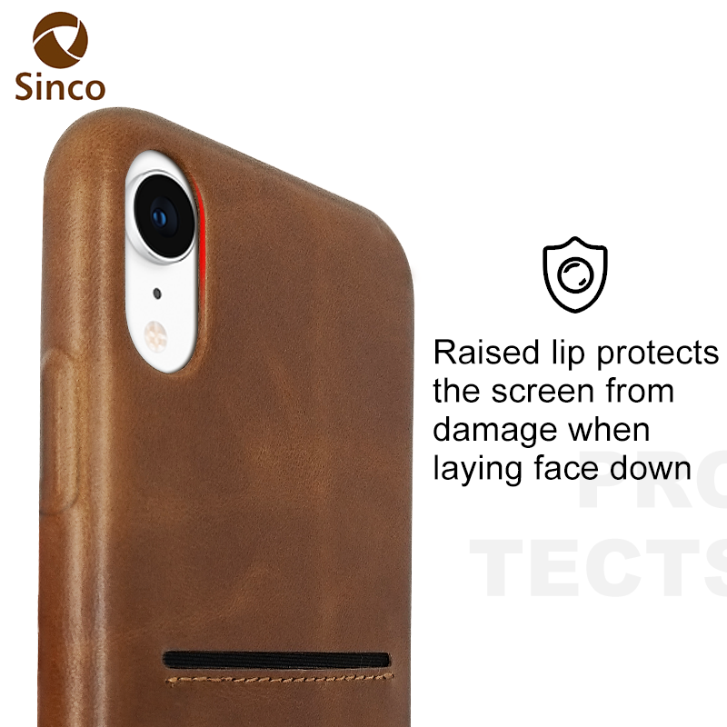 Sinco factory vegan leather case with card holder for iphone XR