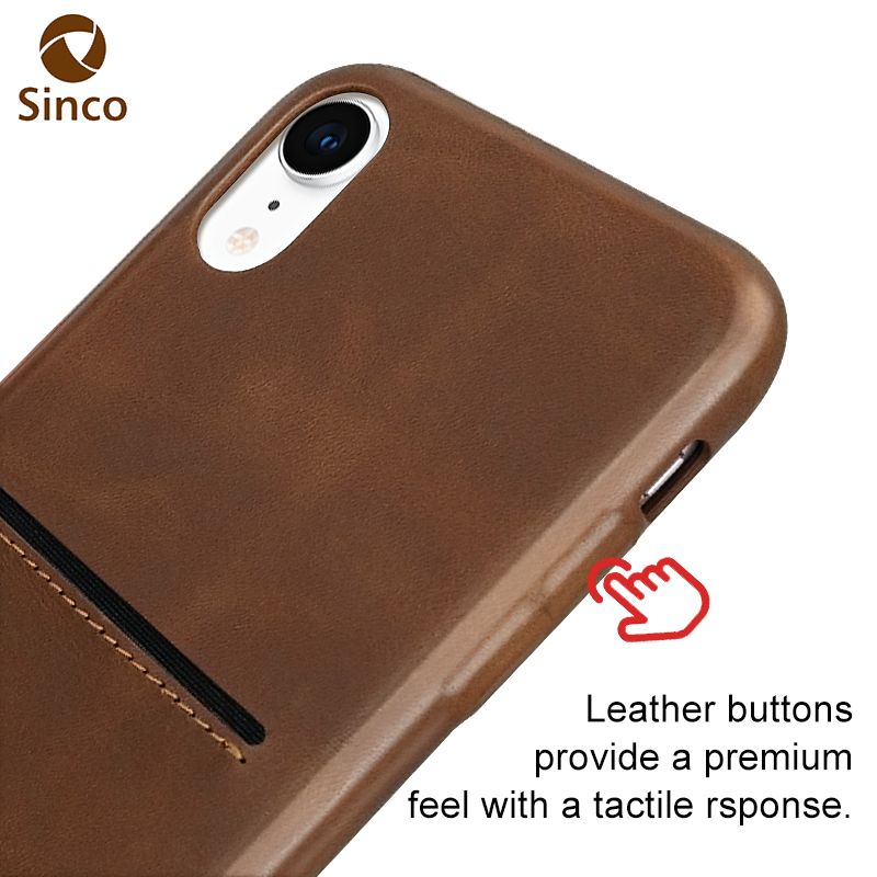 Sinco factory vegan leather case with card holder for iphone XR