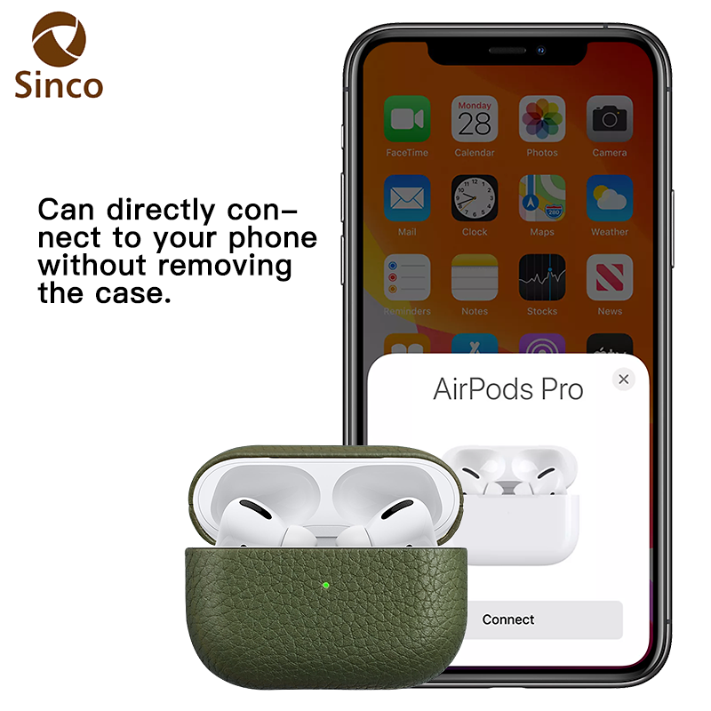 Sinco pebble leather case for airpod