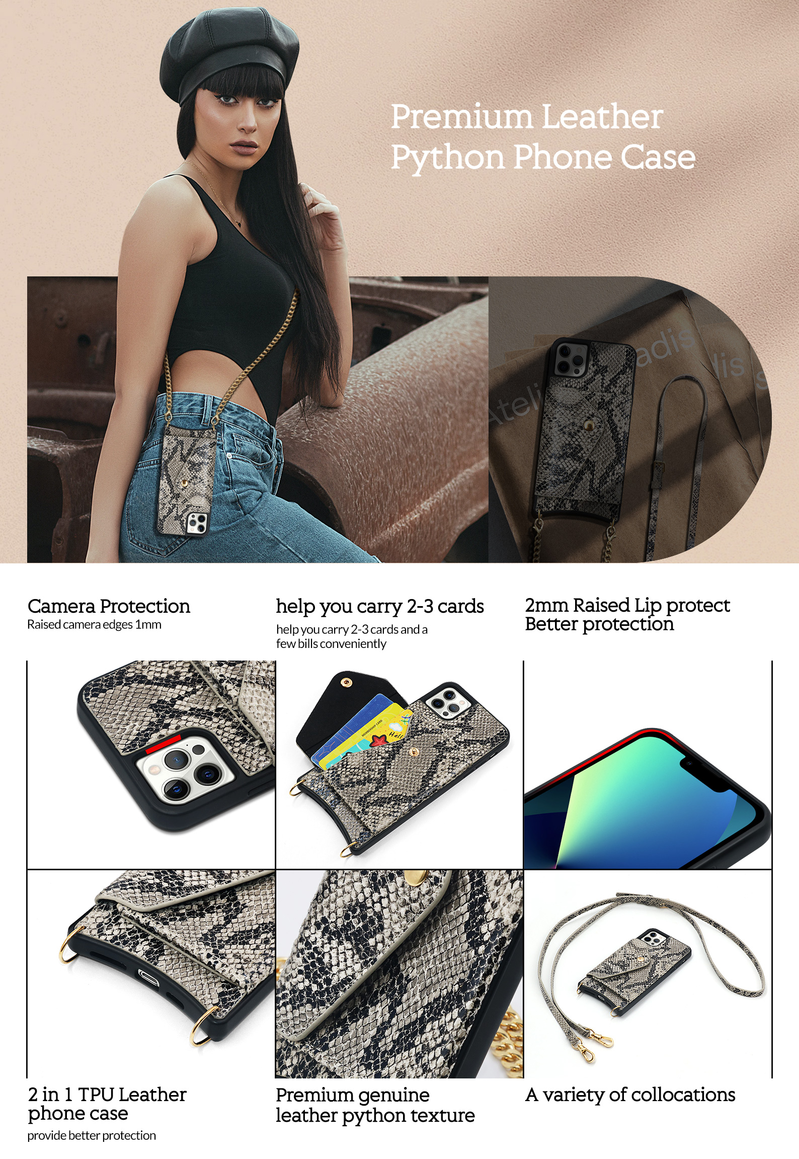 Sinco python leather phone case