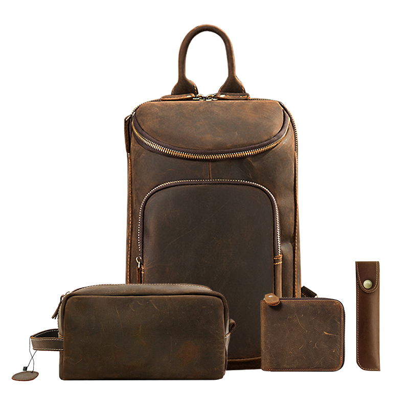 Sinco leather travel toiletries kit set