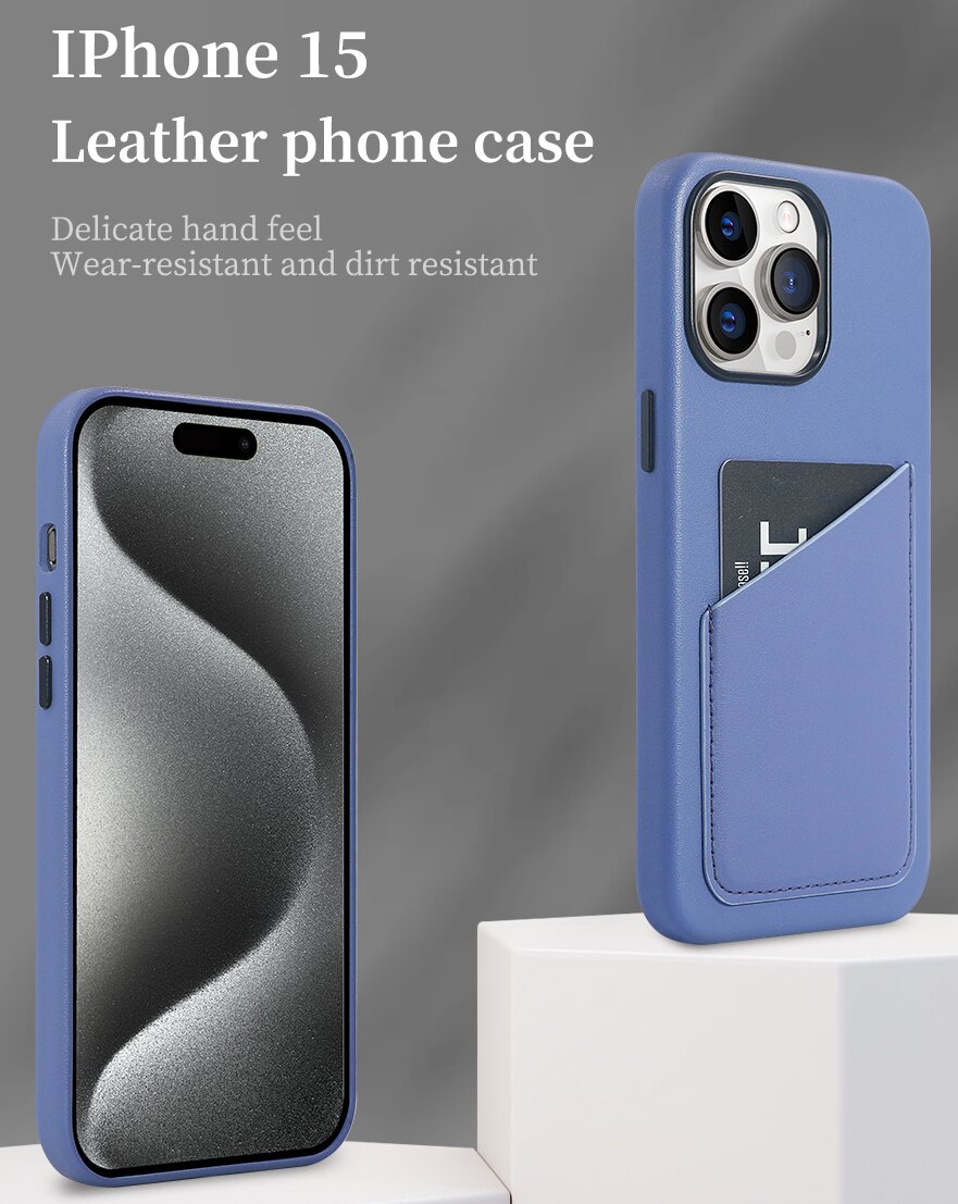 Plain Leather Phone Case with Card Holder