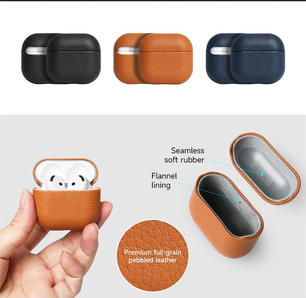 Sinco airpods headphone cases Lichee Pattern Leather Earbud Case