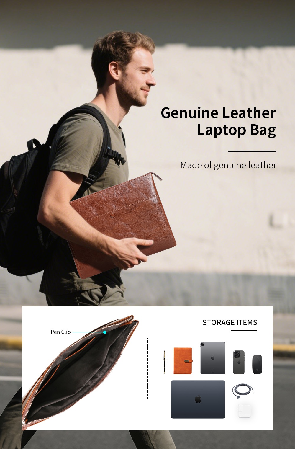 Sinco genuine leather laptop sleeve laptop cover case