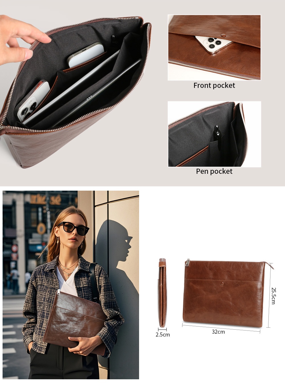 Sinco genuine leather laptop sleeve laptop cover case