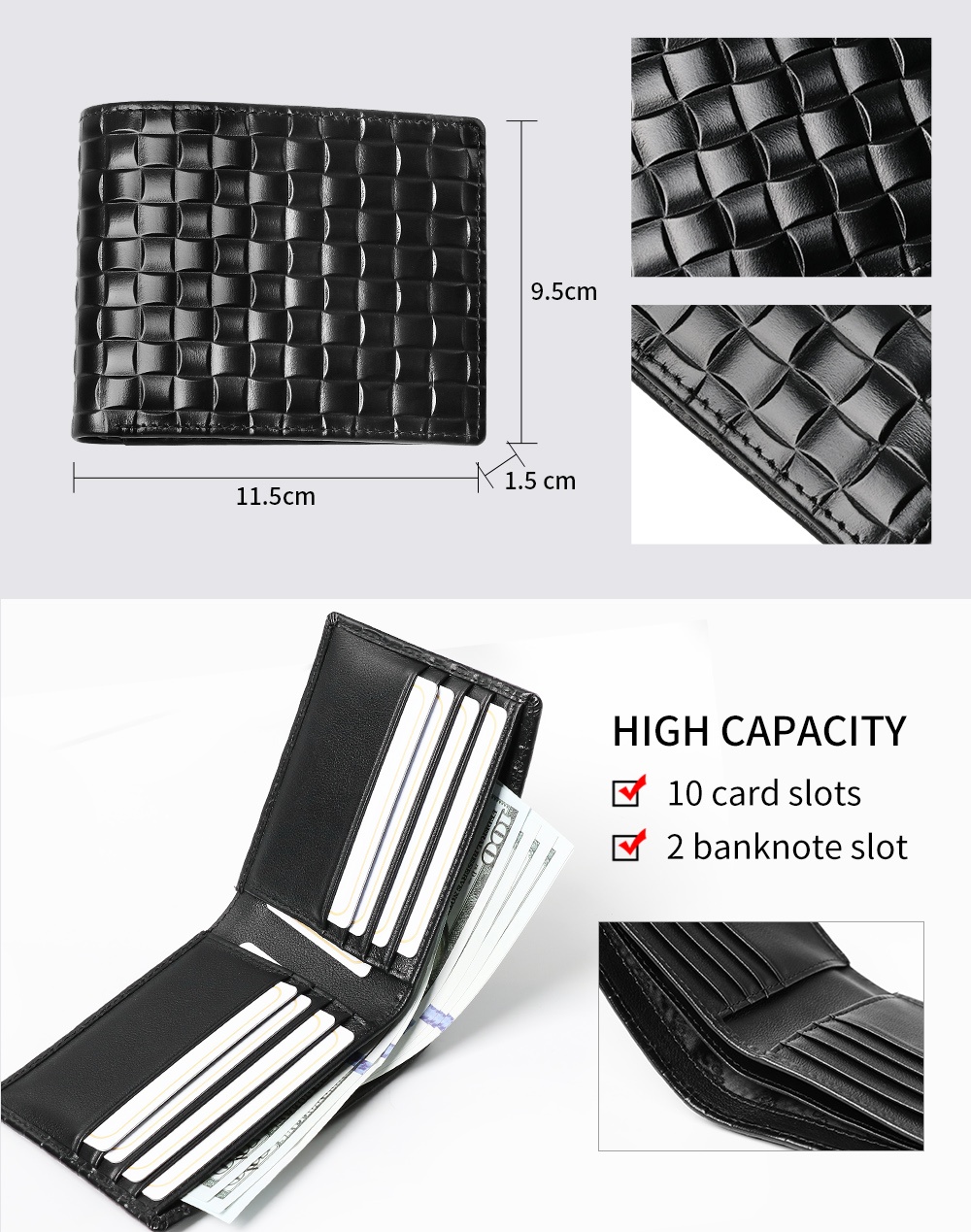 Sinco wallet card holder leather money clip wallet