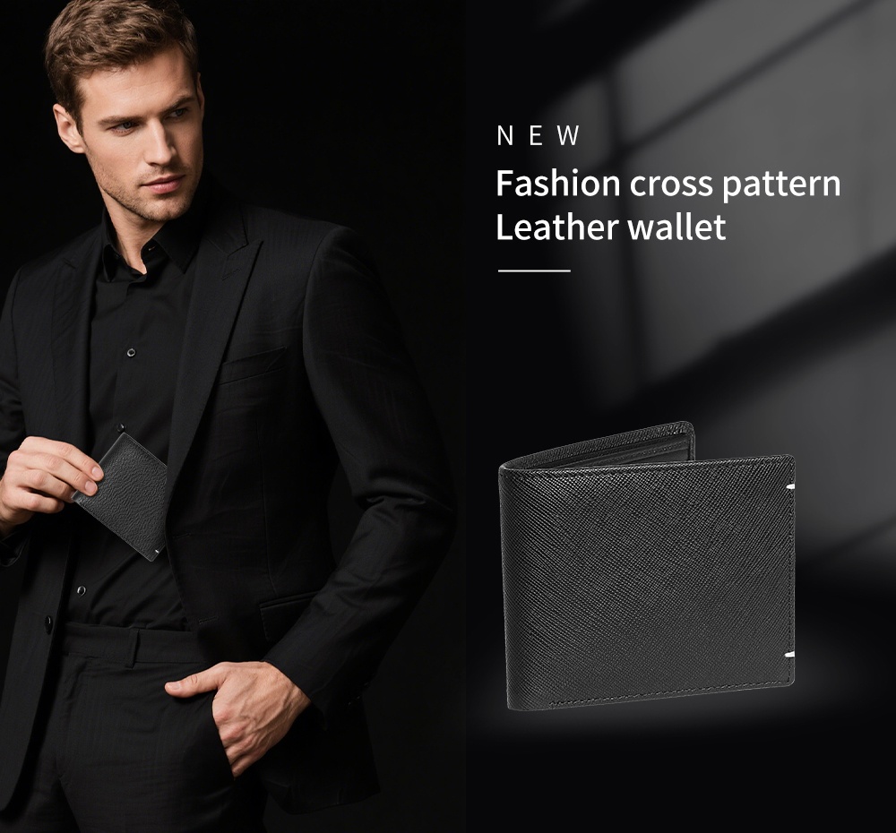 Sinco cross pattern wallet custom leather card holder wallet