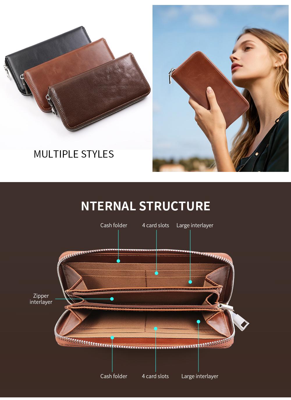 Sinco leather clutch bag with zip wallets for women and men