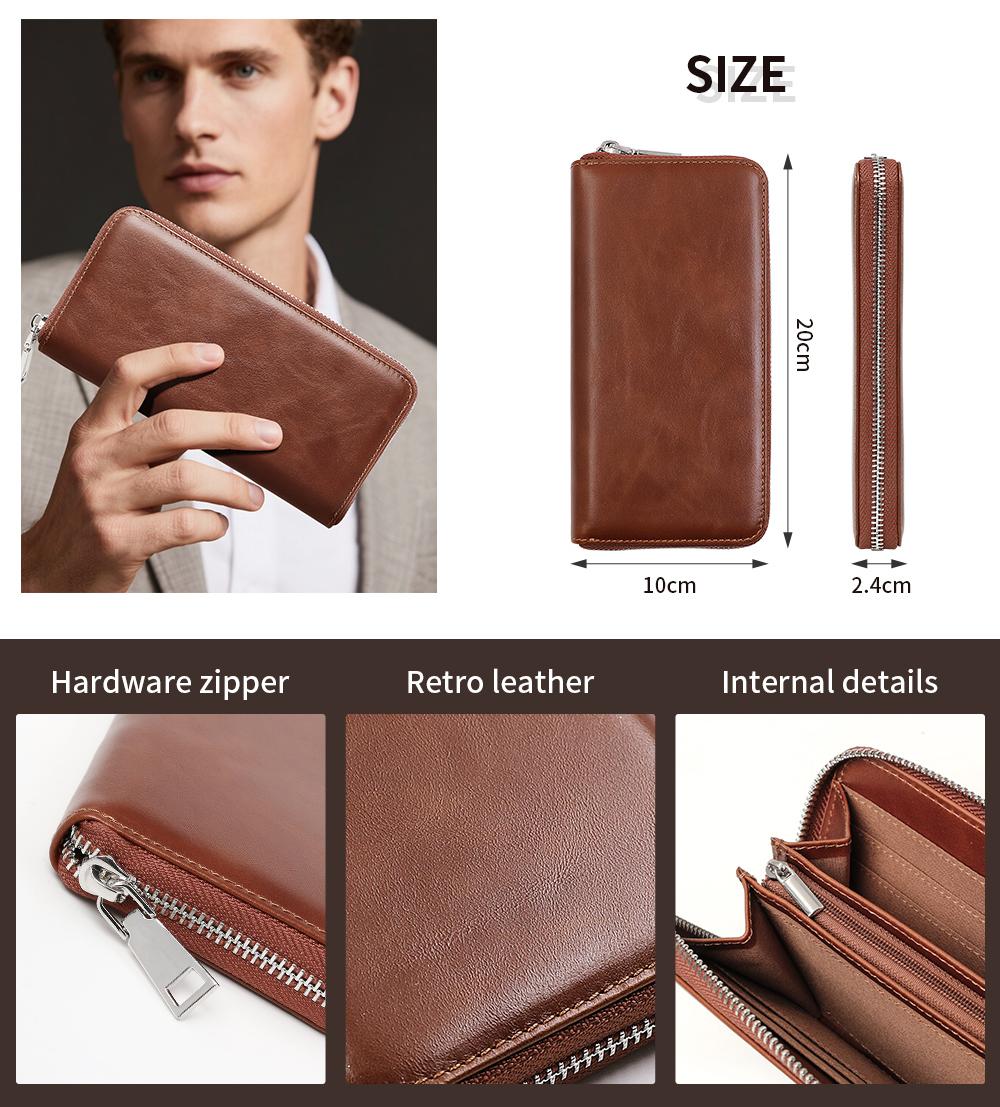 Sinco leather clutch bag with zip wallets for women and men