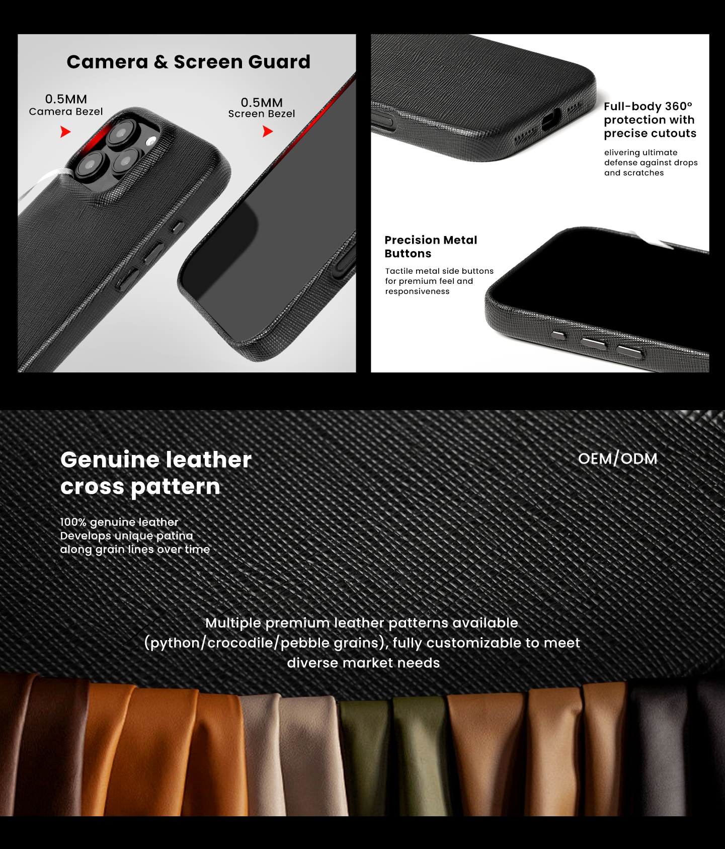Sinco genuine leather cross pattern phone case crosshatch case