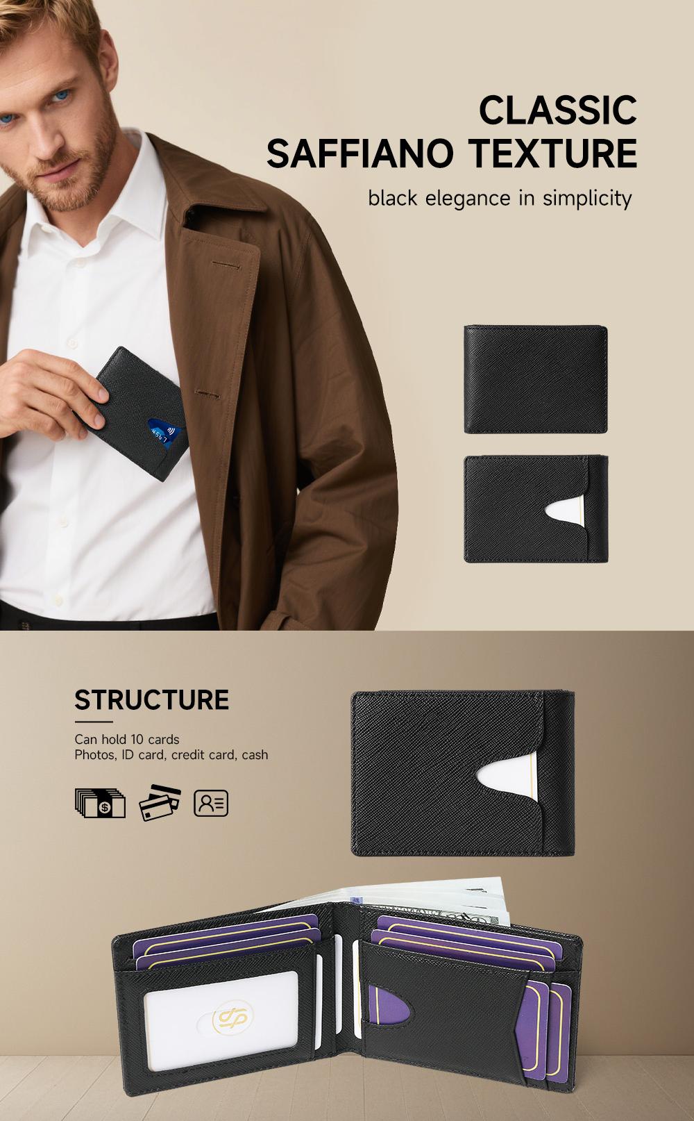 Sinco saffiano texture leather credit card holder wallet