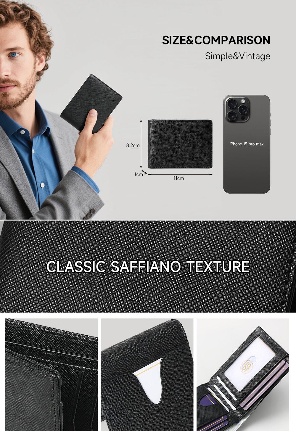 Sinco saffiano texture leather credit card holder wallet