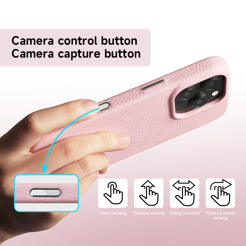 Sinco custom leather phone case with camera control button