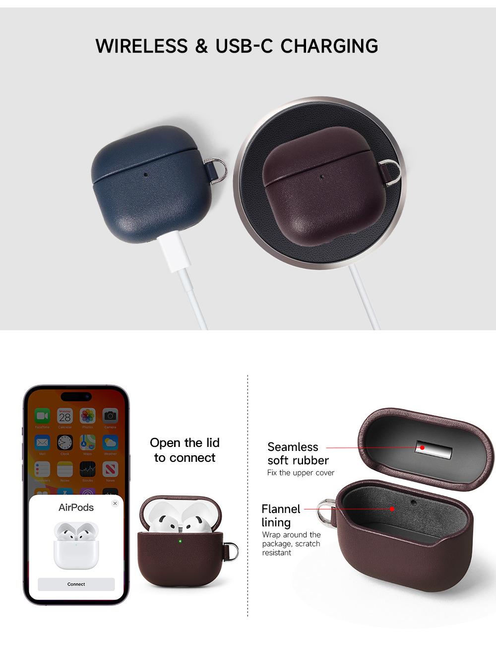 Sinco custom leather earbud case AirPods 4 earphone case