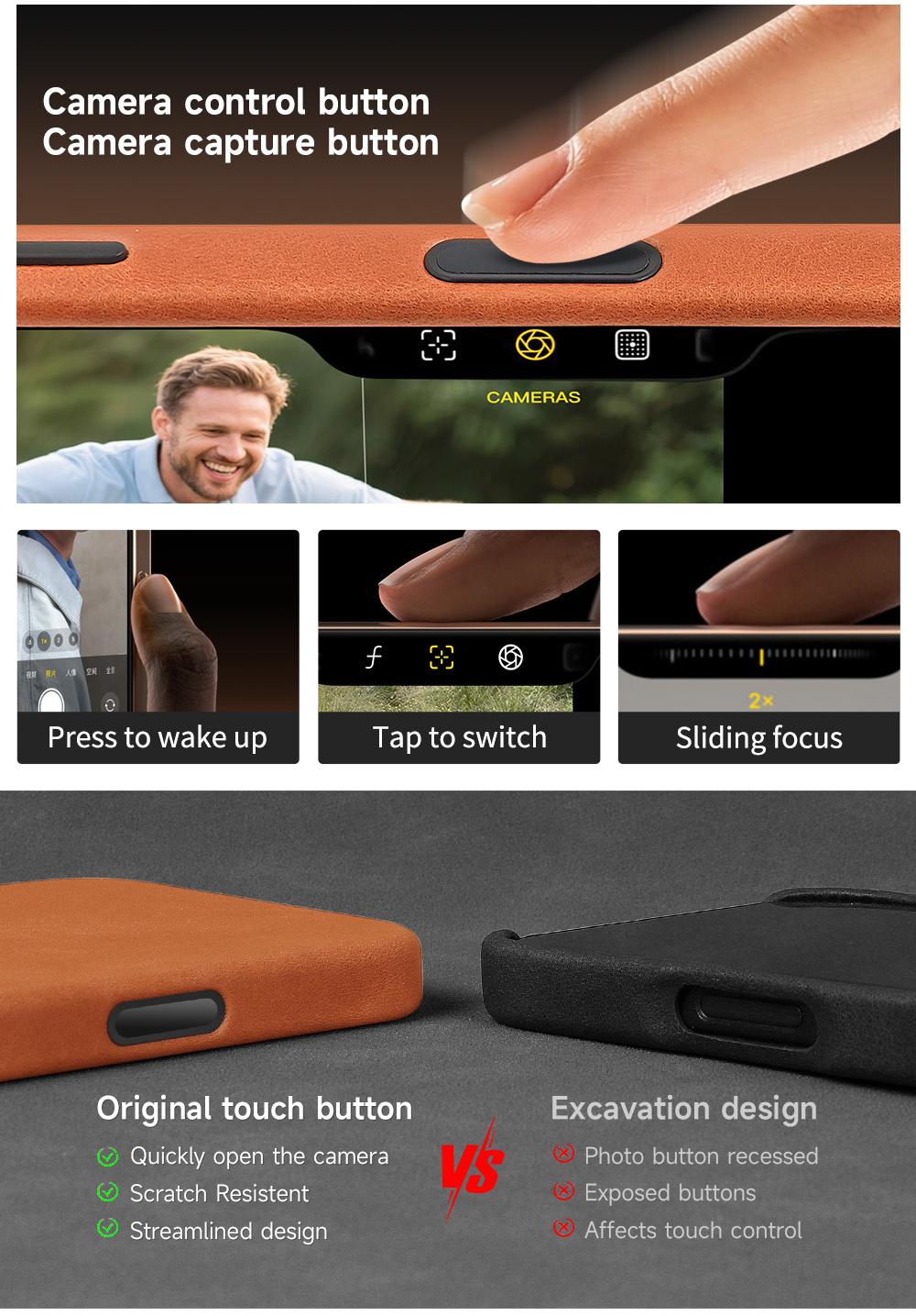Sinco mobile phone cases leather with camera control button