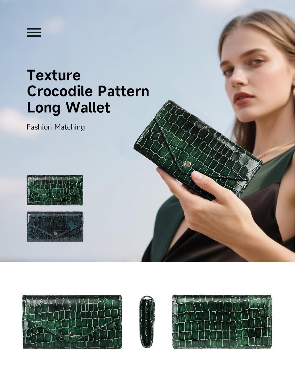 Sinco alligator Pattern wallet card holder leather for women