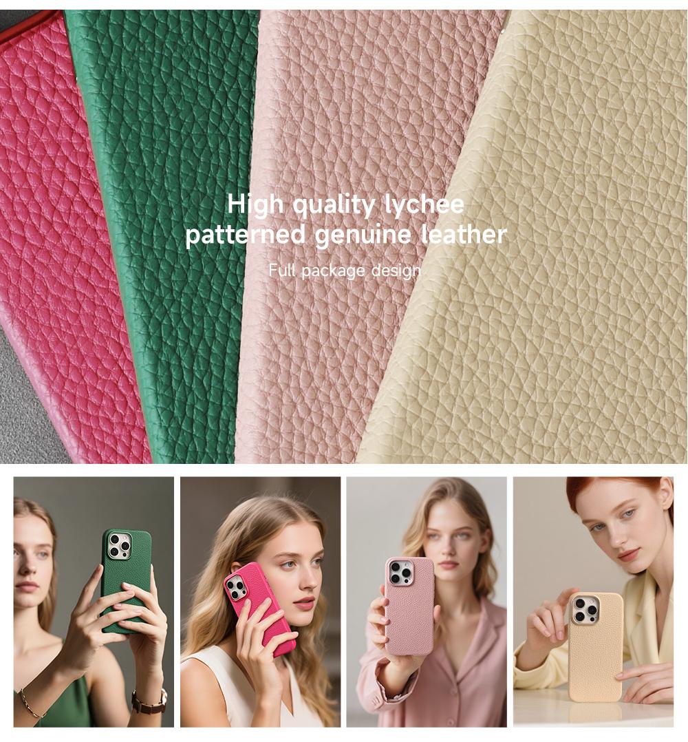 Sinco genuine leather lychee pattern make leather cell phone case