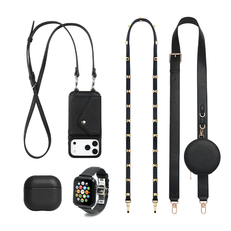Sinco custom leather lanyard phone case with card holder