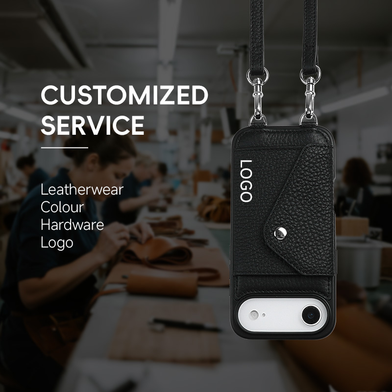 Sinco custom leather lanyard phone case with card holder