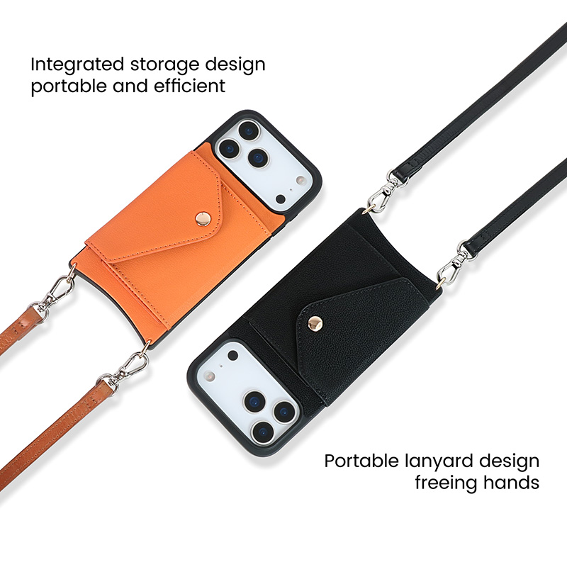 Sinco genuine tech leather phone case with crossbody strap