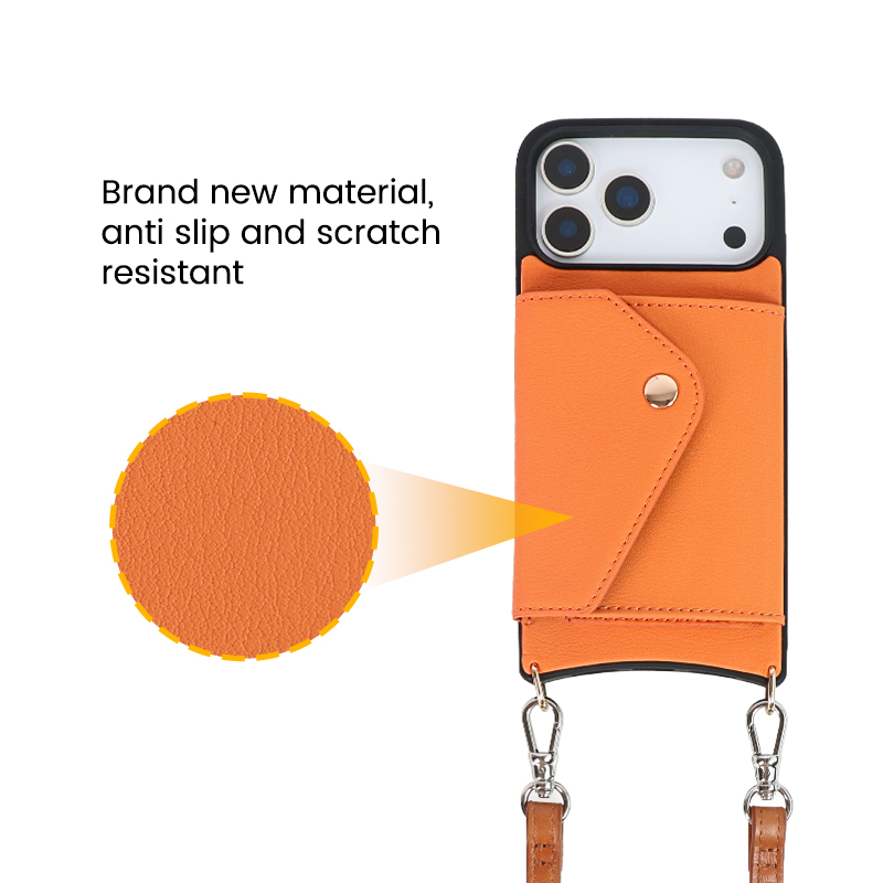 Sinco genuine tech leather phone case with crossbody strap