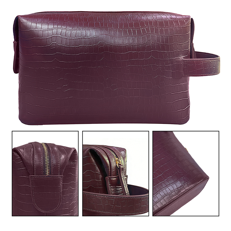 Sinco luxury top grain leather toiletry bag custom