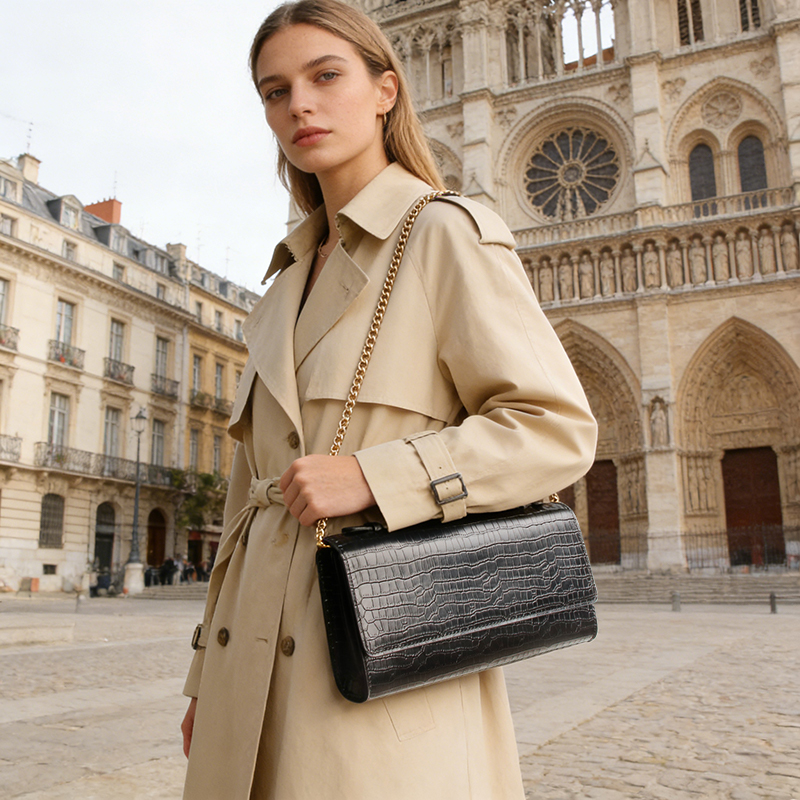 Sinco Genuine Leather Crocodile Pattern Shoulder Bag for Women