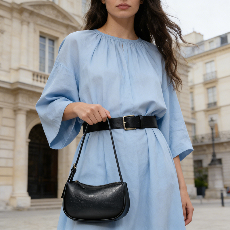 Sinco custom black leather shoulder bag for women 2026 Sinco custom black leather shoulder bag for women 2026