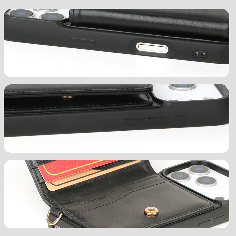 Sinco top grain leather crossbody phone case with card holder