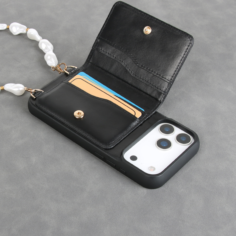 Sinco top grain leather crossbody phone case with card holder