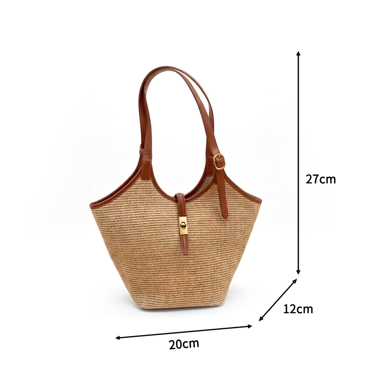 Sinco Custom Premium Leather Trim Woven Tote Bag Sinco Custom Premium Leather Trim Woven Tote Bag