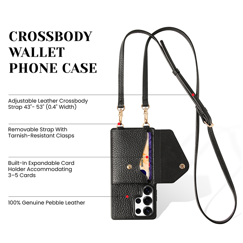 New Genuine Pebble Leather Crossbody Wallet Phone Case for Samsung Series Launched New Genuine Pebble Leather Crossbody Wallet Phone Case for Samsung Series Launched
