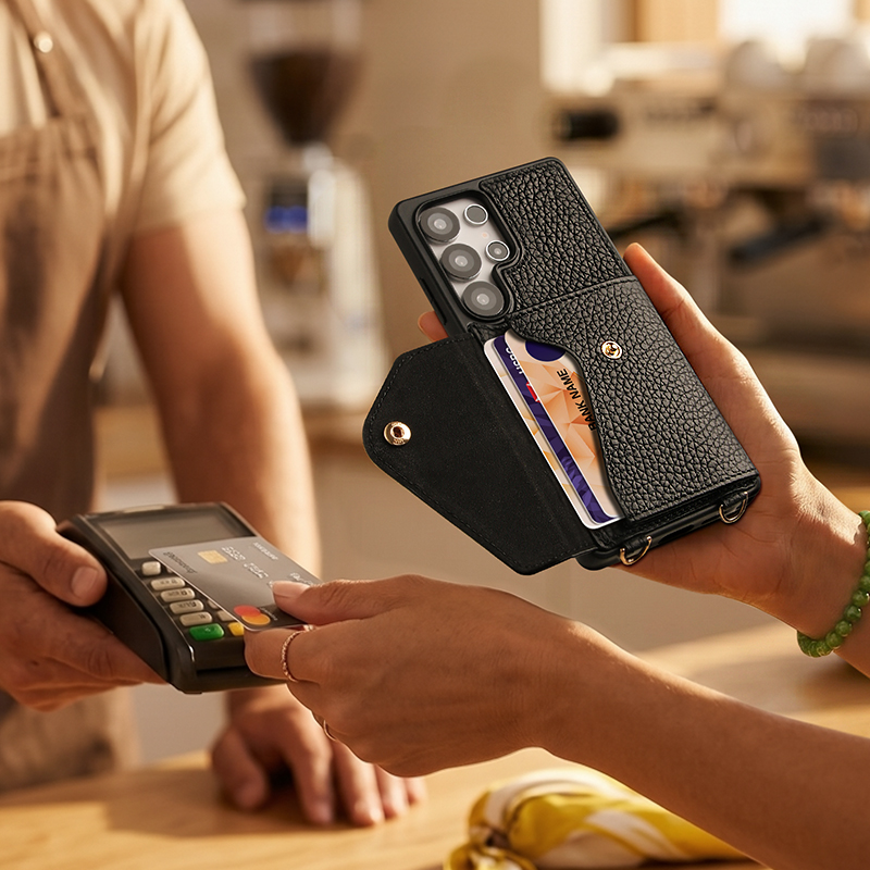 New Genuine Pebble Leather Crossbody Wallet Phone Case for Samsung Series Launched New Genuine Pebble Leather Crossbody Wallet Phone Case for Samsung Series Launched