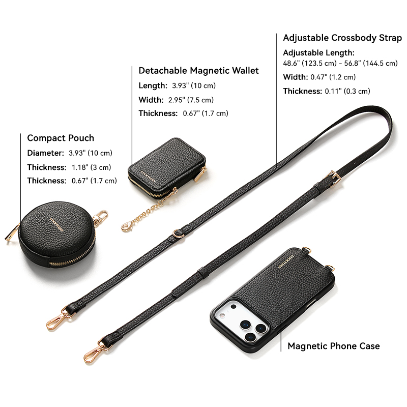 Multi-functional Genuine Leather MagSafe Crossbody Phone Case New Arrival