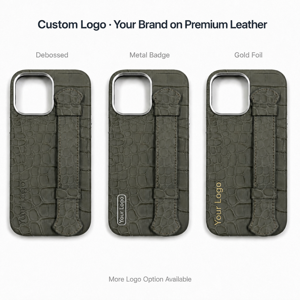 Premium Crocodile‑Embossed Full‑Grain Leather Phone Case With Finger‑Strap Grip Launched