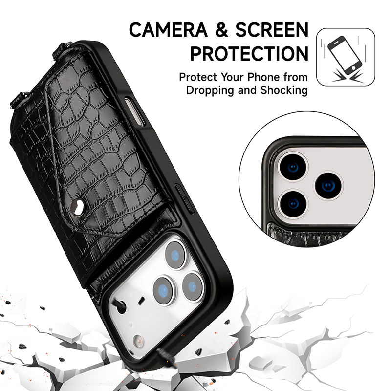 Sinco Custom Genuine Leather Crossbody Phone Case for iPhone 17 18 Pro Max