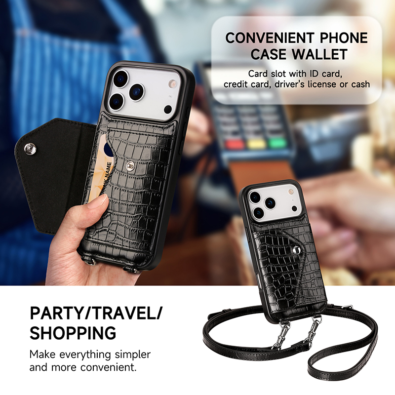 Sinco Custom Genuine Leather Crossbody Phone Case for iPhone 17 18 Pro Max