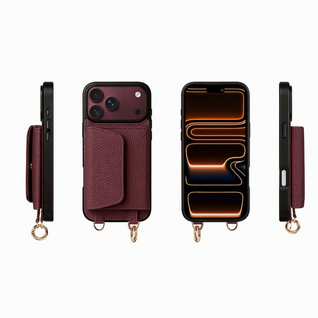 Sinco Custom Burgundy Wallet Phone Case for iPhone 18 Pro Max