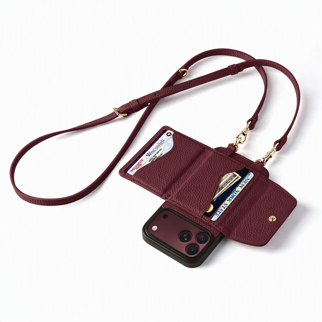 Sinco Custom Burgundy Wallet Phone Case for iPhone 18 Pro Max